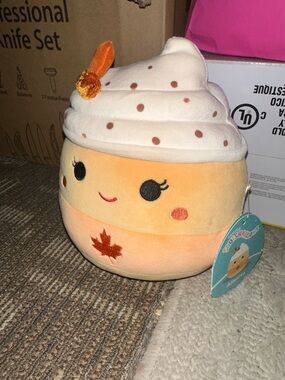 SQUISHMALLOW Plush Autumn Maple Cupcake Plush - Soft Orange and Cream